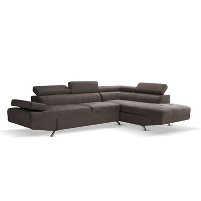 Divano letto angolare Rio con penisola contenitore destra in tessuto Mozart 95 elephant