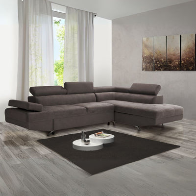 Divano letto angolare Rio con penisola contenitore destra in tessuto Mozart 95 elephant