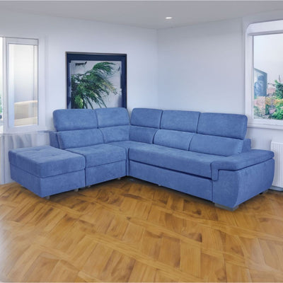 Divano letto Lughen contenitore 5 elementi reversibili colore roma 26 blu oceano