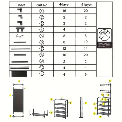 Appendiabiti da Ingresso in Acciaio per Scarpe da 5 Ripiani Soggiorno 155x78cm Entrata Scaffale