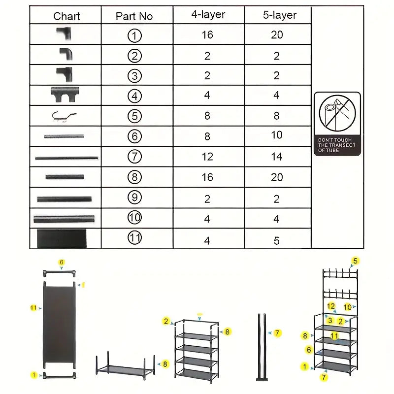 Appendiabiti da Ingresso in Acciaio per Scarpe da 5 Ripiani Soggiorno 155x78cm Entrata Scaffale