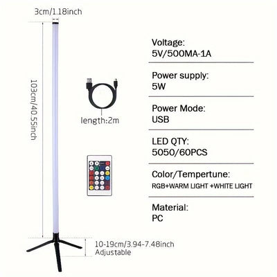 lampada da terra intelligente a LED, cambio di colore RGB abbagliante, lampada da terra d'angolo