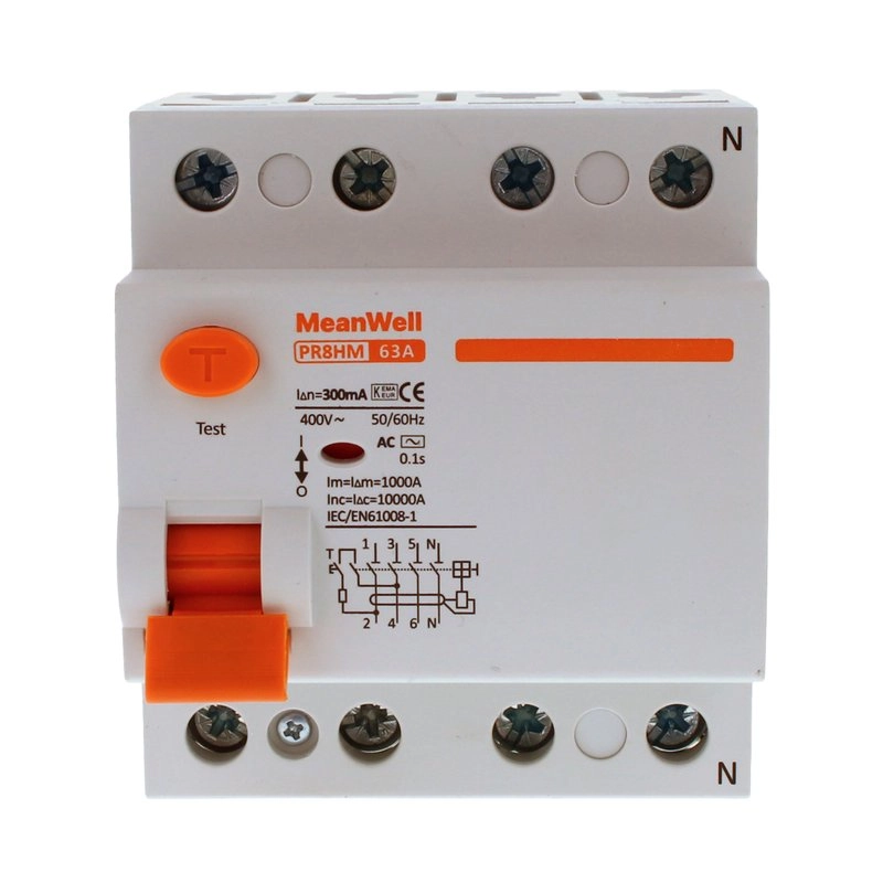 Differenziale Puro Meanwell Tipo Ac 3P+N 4M 10Ka 300Ma 63A 400V