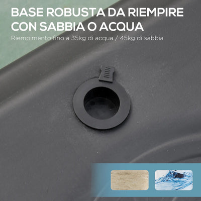 Canestro Portatile Canestro Basket da Esterno con Altezza Regolabile 193.5-248.5cm e Base da Riempire con Acqua o Sabbia, in Acciaio e Nylon 74x127x193.5-248.5cm