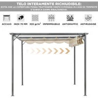 ACCONTO PERSONALIZZATO Gazebo Pergola 3 x 4 Metri Con Telo Impermeabile Richiudibile E Struttura Rettangolare In Acciaio Inossidabile