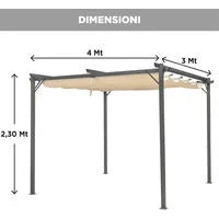 ACCONTO PERSONALIZZATO Gazebo Pergola 3 x 4 Metri Con Telo Impermeabile Richiudibile E Struttura Rettangolare In Acciaio Inossidabile