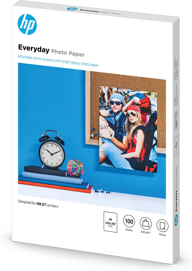 HP Carta fotografica Everyday, lucida, 200 g/m2, A4 (210 x 297 mm), 100 fogli