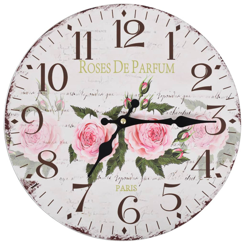 Orologio Parete Stile Vintage Motivo Fiore 30 cm