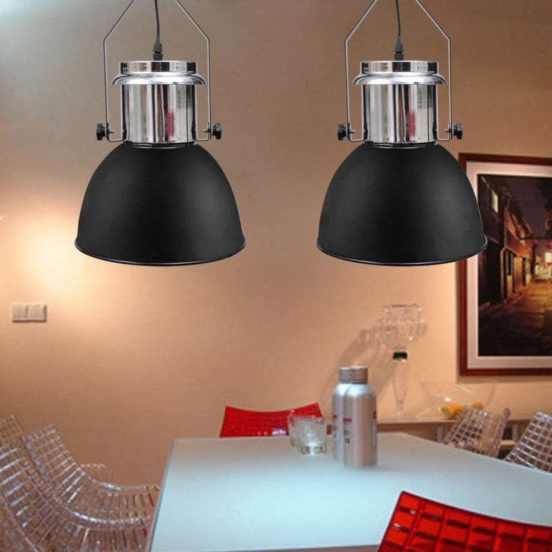 Lampada da Soffitto in Metallo Nero Altezza Regolabile Moderna