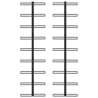 Portavini da Parete per 18 Bottiglie 2 pz Nero in Ferro