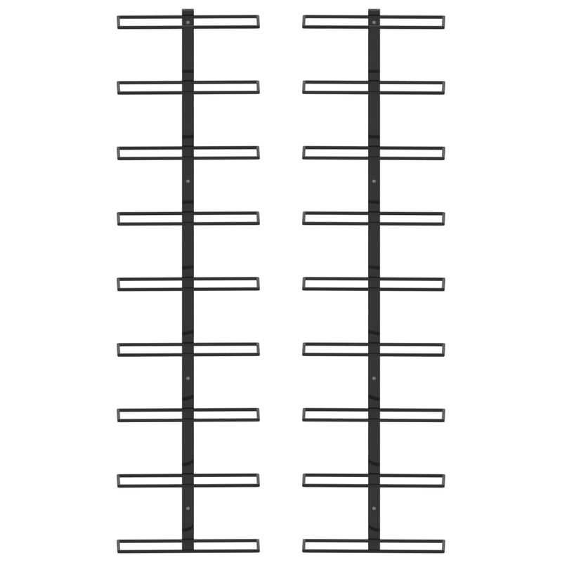 Portavini da Parete per 18 Bottiglie 2 pz Nero in Ferro