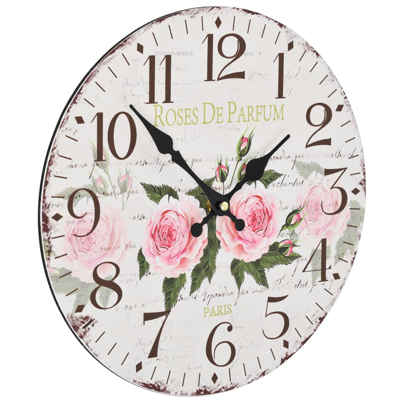 Orologio Parete Stile Vintage Motivo Fiore 30 cm