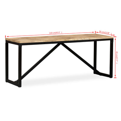 vidaXL Panca in Legno Massello di Mango 110x35x45 cm