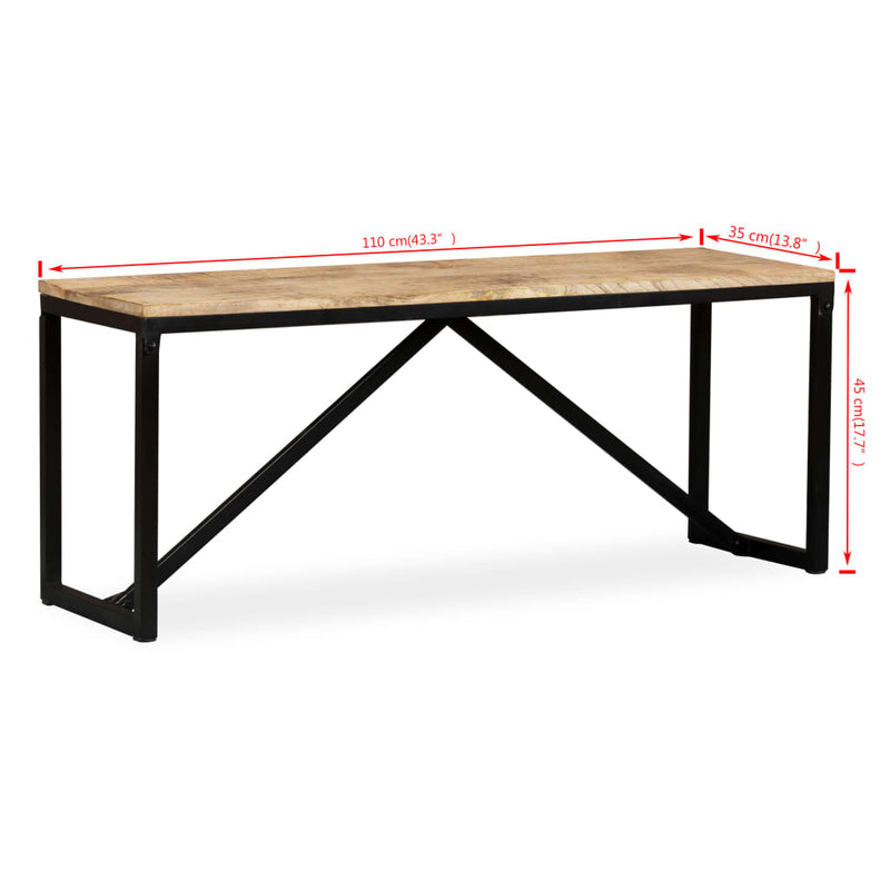 vidaXL Panca in Legno Massello di Mango 110x35x45 cm