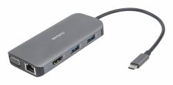 Deltaco USBC-HDMI25 hub di interfaccia USB tipo-C 5000 Mbit/s Grigio (USB-C dockingstation 3x USB-A, SD/micr)