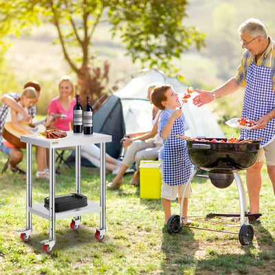 Banco da Lavoro Tavolo da Lavoro in Acciaio Inox 61x45x86cm Piano di Lavoro Professionale a 4 Ruote per La Preparazione di Alimenti