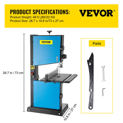 Sega a Nastro per la Lavorazione del Legno 9", Sega Nastro per Legno 2,5 Amp, Sega Nastro con Tavolo Inclinabile 0° ~ 45°, Sega a Nastro per Legno Professionale 220 V, Attrezzi per Falegname