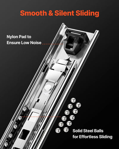 Coppia Guide per Cassetti con Chiusura e Cuscinetti 630 x 53 x 19,5 mm