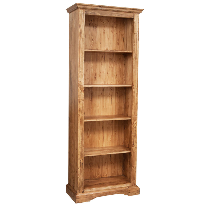Biscottini Libreria Country in legno massello di tiglio finitura naturale L79xPR38xH211 cm. Made in Italy