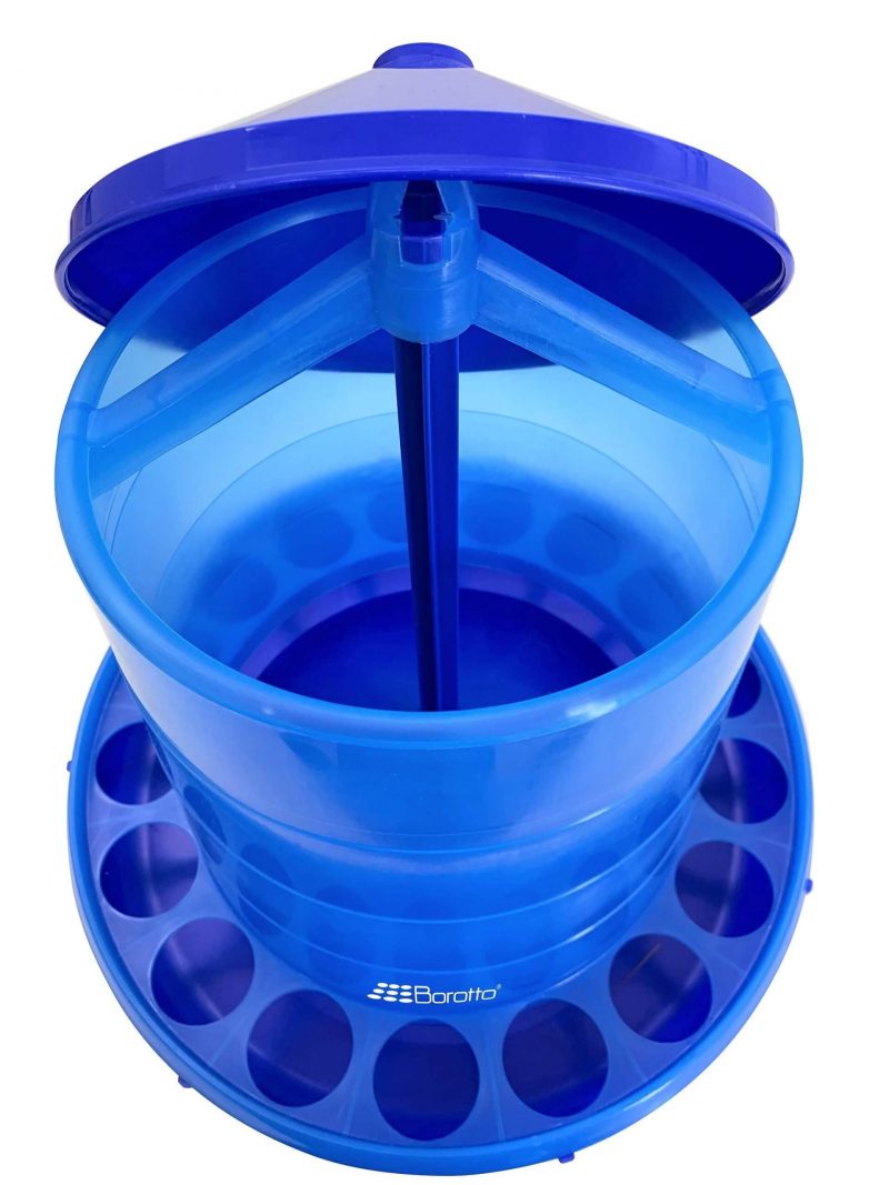 Mangiatoia a tramoggia per avicoli, capacità 14 Kg: Design Ergonomico e Antispreco, Ideale per Diverse Specie Avicole