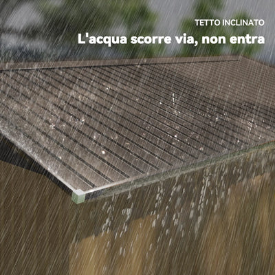 Casetta da Giardino con 2 Porte Scorrevoli e 4 Prese d'Aria in Acciaio, 340x386x200cm, Giallo