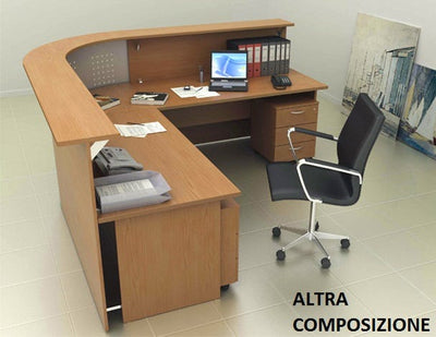 Composizione completa reception in melaminico verniciato cm. 256X256X115H