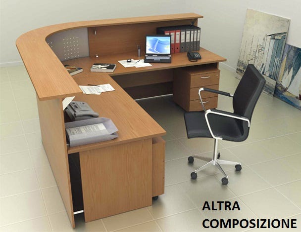 Composizione completa reception in melaminico verniciato cm. 256X256X115H