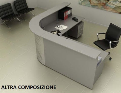 Composizione completa reception in melaminico verniciato cm. 256X256X115H