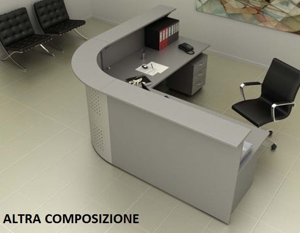 Composizione completa reception in melaminico verniciato cm. 256X256X115H
