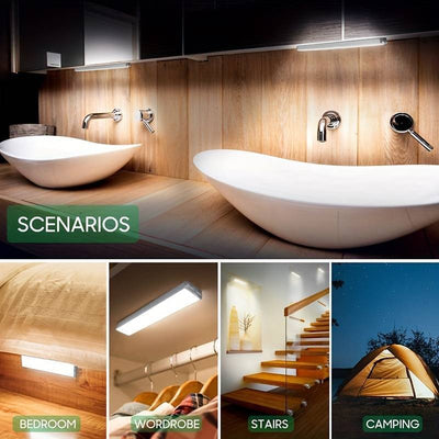 Luce LED Sottopensile Armadio Sensore Movimento Ricaricabile Sottile Senza Fili Notturna 10 / 20 / 30 / 50cm