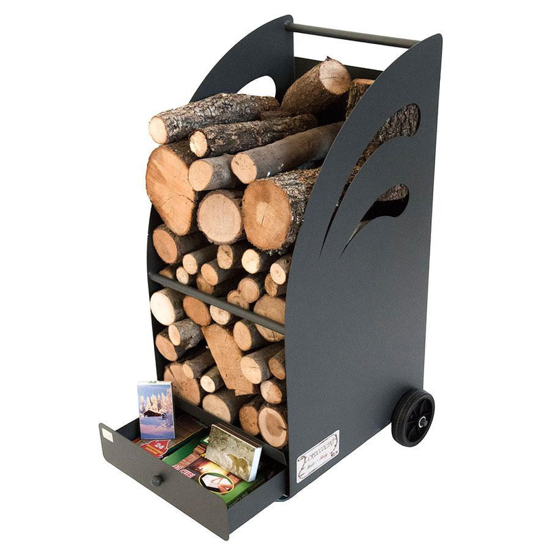 CARRELLO PORTALEGNA STYLE FERRO BATTUTO CRUCCOLINI CARRELLI PORTA LEGNA 45X42X80