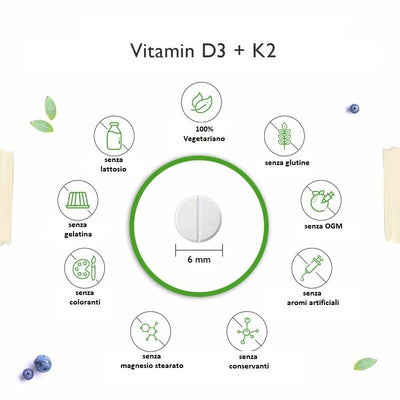 Vitamina D3 5000 UI + K2 100 mcg 100 Compresse VITAMINE pastiglie MK7 Ausilio Metabolisimo