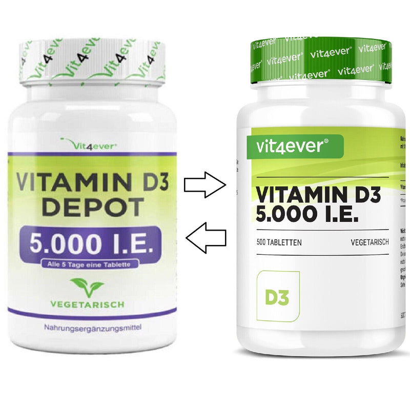 Vitamina D3 5000 5.000 UI 500 Compresse Pastiglie Sistema Immunitario Vitamine