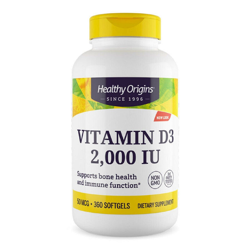 Healthy Origins D-3 Vitamina D3 2000 IU 2,000 ui 360 pillole soft gel Vitamine