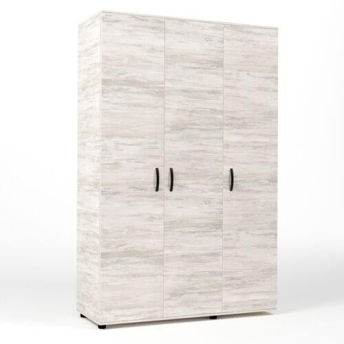 Kit Armadio Moderno Grande in Legno con 3 Ante 4 Ripiani Asta cm 120x52x205H