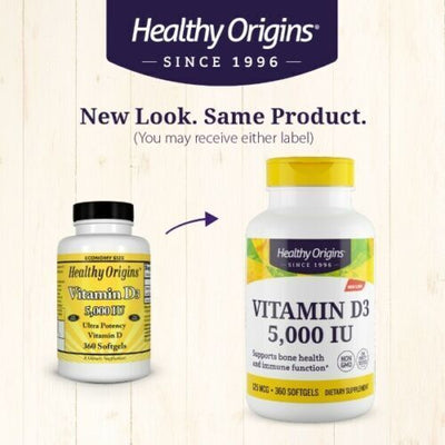 Healthy Origins Vitamina D3 5000 IU 5,000 ui 360 pillole softgels Vitamine D-3