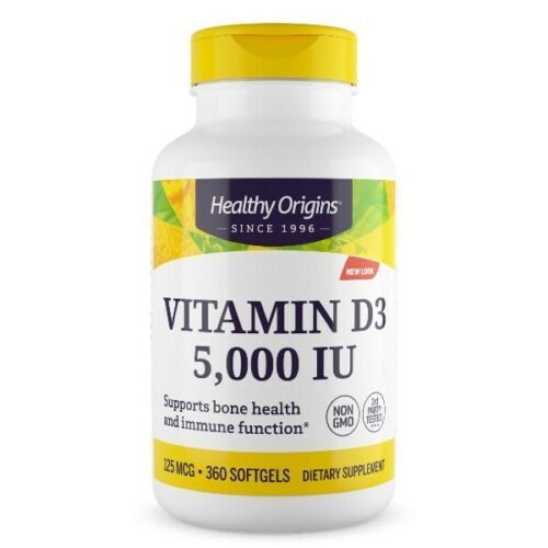 Healthy Origins Vitamina D3 5000 IU 5,000 ui 360 pillole softgels Vitamine D-3