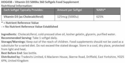 Healthy Origins Vitamina D3 5000 IU 5,000 ui 360 pillole softgels Vitamine D-3