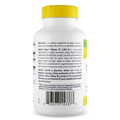 Healthy Origins Vitamina D3 5000 IU 5,000 ui 360 pillole softgels Vitamine D-3