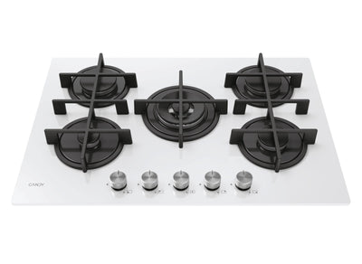 Candy CVG74WTW Piano Cottura Da incasso a Gas 5 Fuochi 74.5 cm Vetro Bianco