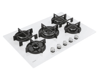 Candy CVG74WTW Piano Cottura Da incasso a Gas 5 Fuochi 74.5 cm Vetro Bianco
