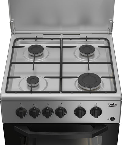 BEKO CUCINA A GAS 4 BRUCIATORI FORNO ELETT.54LT 50x50 SILVER CSS42014FS