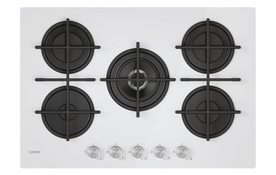 Candy CVG74WTW Piano Cottura Da incasso a Gas 5 Fuochi 74.5 cm Vetro Bianco