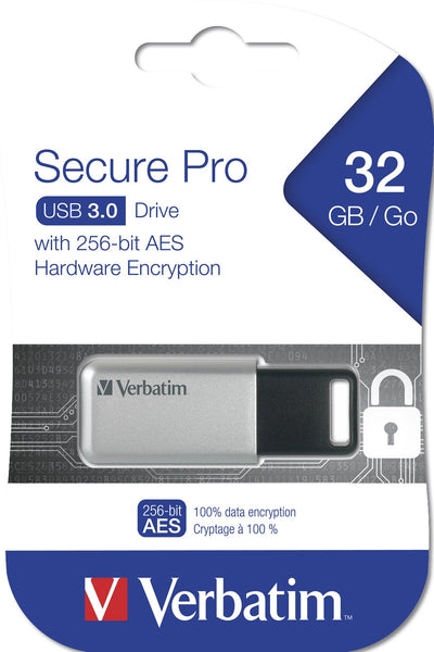 Verbatim Secure Pro - Memoria USB 3.0 da 32 GB - Argento