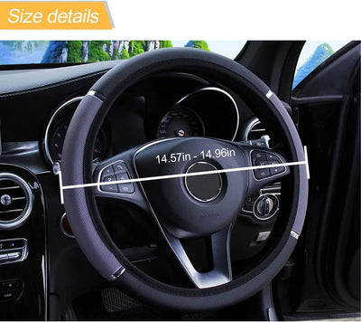 Coprivolante per Auto Impermeabile, Coprivolante in Pelle Elastica, Volante Antiscivolo per Veicoli, Accessori Universali per Volante Con Diametro Di 37-38 Cm (Grigio)