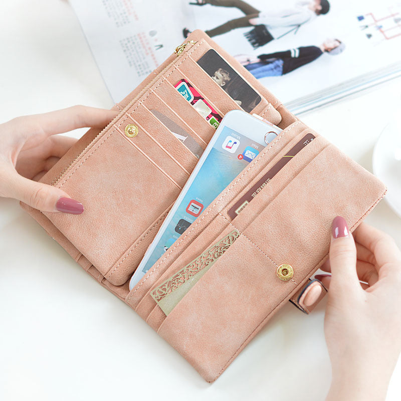 Lady Purse 2021 Female Long Lace Lace Buckle Zipper Multifunction Large Volume Purse Leather Wallet Hand