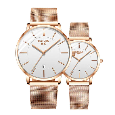 Steel Mesh with Quartz Watch Ladies Couple Gift Table