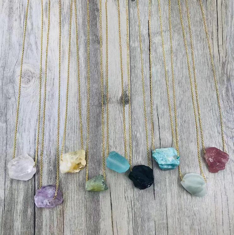 Natural Crystal Stone Pendant Necklace Irregular