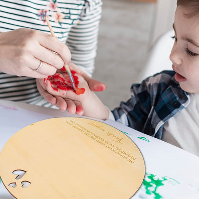 ® IT- MAMMA. Regalo per La Mamma Alla Sua Prima Esperienza: Impronta Del Bambino Di Legno Di 20 Cm Di Diam, Perfetto per Il Giorno Della Mamma O Il Compleanno. Attività Manuale per Mamme E Bambini