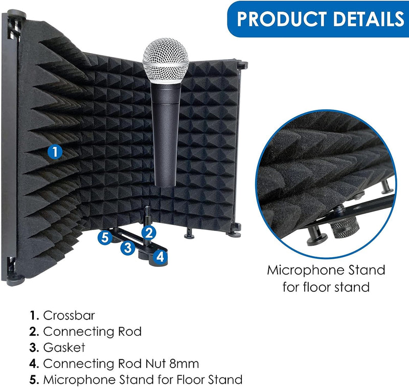 Microfono Isolation Shield Pieghevole Studio Registrazione Mic Scudo Ad Alta Densità Pop Riflessione Filtro Assorbente Schiuma Insonorizzata Microfono Vocale Scudo Isolamento